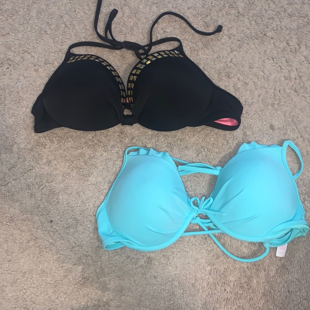 TWO Vs pink bikini tops